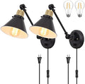 TRLIFE Wall Sconce Plug in, Dimmable Wall Sconces Swing Arm Wall Lights with Plug in Cord, Wall Mounted Light with Dimmer On/Off Knob Switch - Field & Lumen Lighting