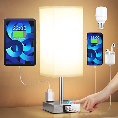 Touch Dimmable Bedside Table Lamp with USB C+A