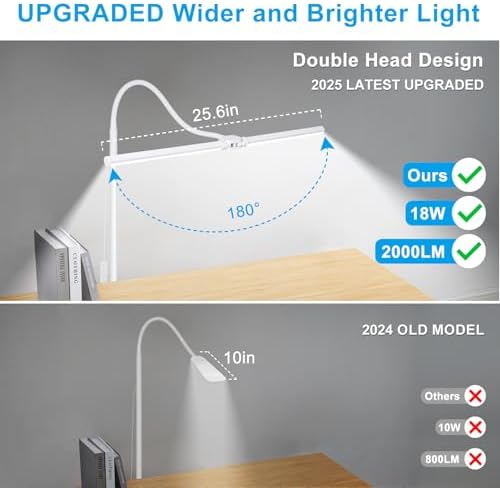 White Floor Lamp, 18W/2000LM LED, Adjustable Gooseneck