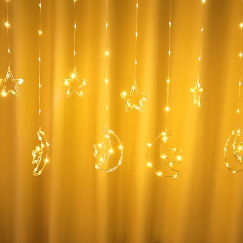 FUCHSUN 15.7 FT Star Moon Curtain String Lights