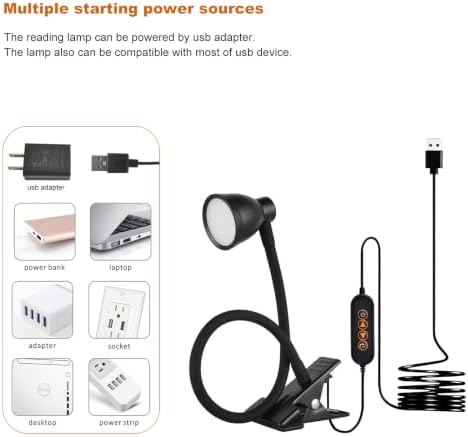 LED Clip-On Clamp Desk Lamp, 3 Color, Black