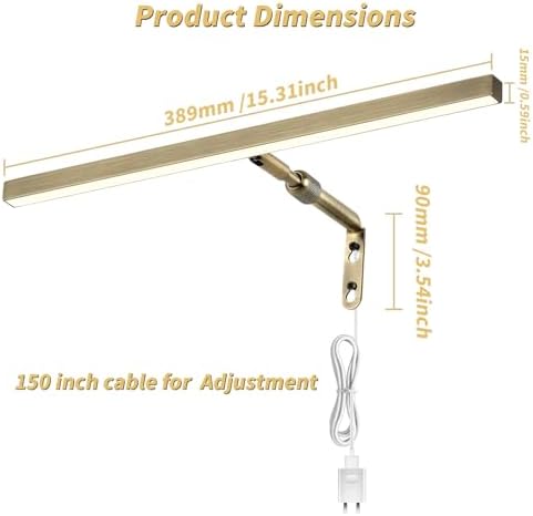 16 Inch LED Picture Light, 4W, Antique Brass