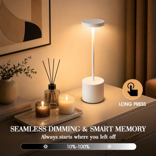 AUDLES White Cordless Table Lamp Set of 2, Rechargeable