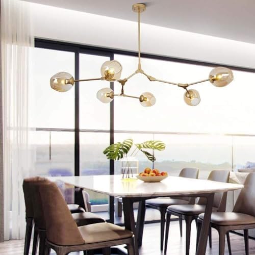 Modern Industrial Iron Pendant Light, Amber, 3 Lights