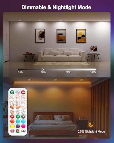 DUSKTEC 6 Inch Color Changing Canless Recessed Lighting