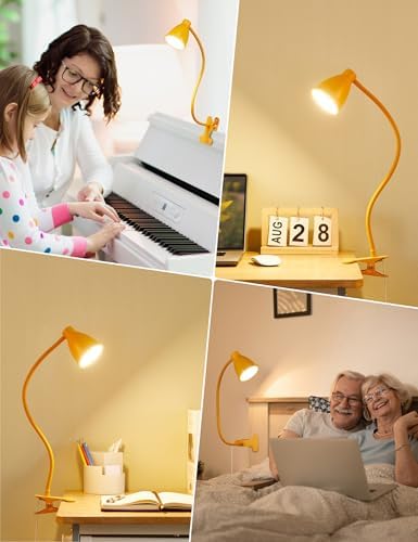 BOHON Clip-On Desk Lamp, 5 Colors, Yellow