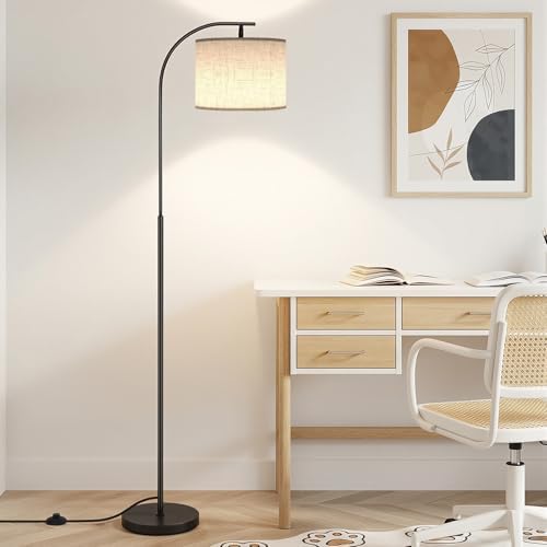 SIBRILLE Arc Floor Lamp with Linen Shade, 9W LED Bulb