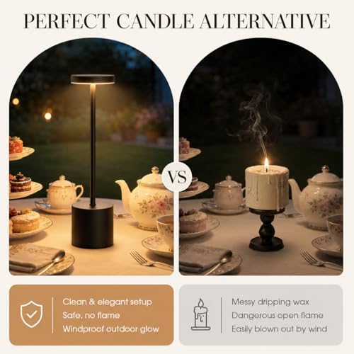 Cordless Table Lamp Set of 2, Black