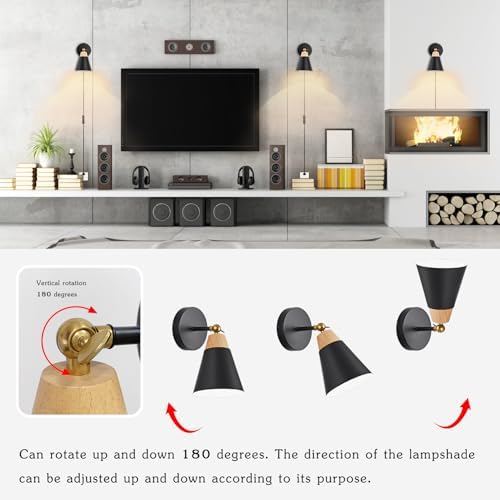 Black Plug-in Wall Sconce