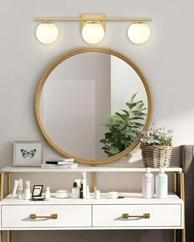 Brushed Brass Bathroom Vanity Light fixtures,24‘’ 3 Lights Modern