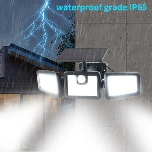 Solar Motion Sensor Lights, 312 LED, 3-Head Adjustable