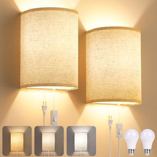 Yunaking Plug-in Wall Sconces Set of Two