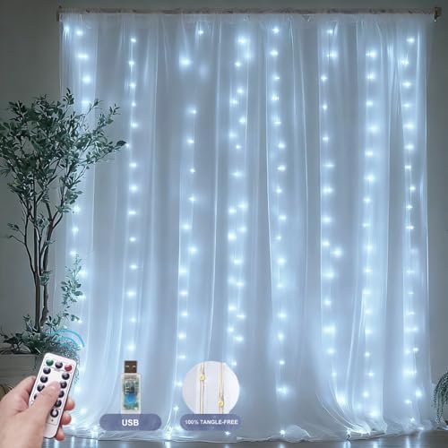 Fairy Curtain Lights, 6.6FTx6.6FT Cool White USB
