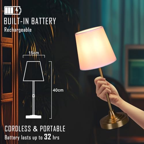 Rechargeable Cordless Touch LED Table Lamp, Bronze