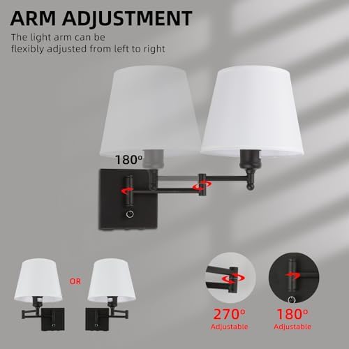 Black Plug-in Swing Arm Wall Sconce