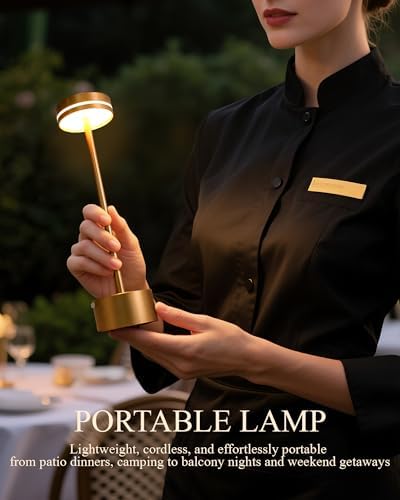 LED Cordless Table Lamp, 2 Pack, Champagne Gold