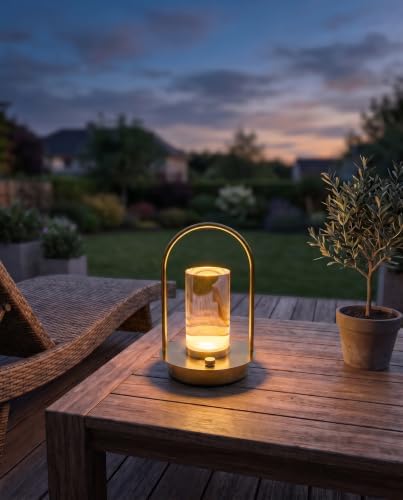 2 Pack Rechargeable Cordless Touch LED Table Lamps, Gold