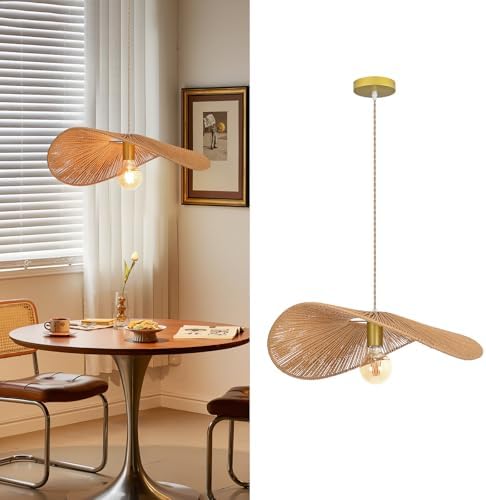 Arturesthome 19.68-Inch Boho Rattan Pendant Light