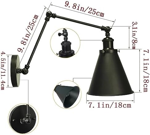 Industrial Black Wall Sconce Set of 2