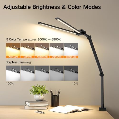 OUTON 29.5" LED Desk Lamp with Clamp, 24W