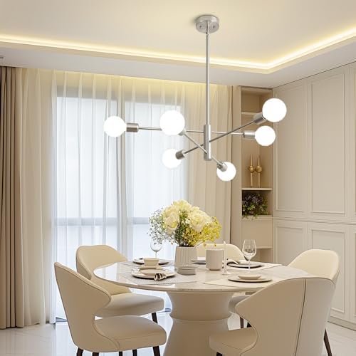 Brushed Nickel 6-Light Modern Chandelier