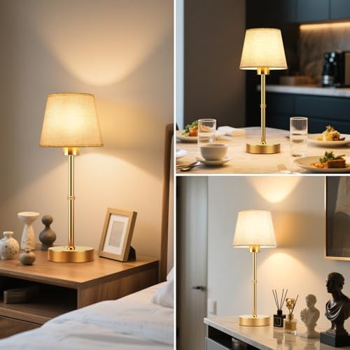 FRIDEKO HOME Gold Rechargeable Table Lamp, 15.7in
