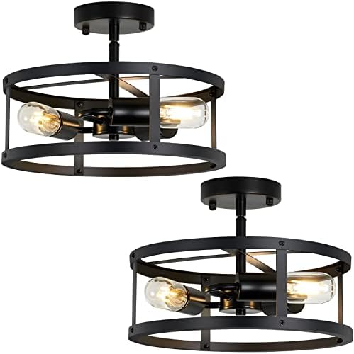 3-Light Semi Flush Mount Ceiling Light, 2 Pack