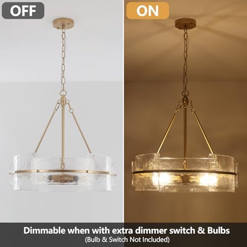 22" Gold Glass Chandelier