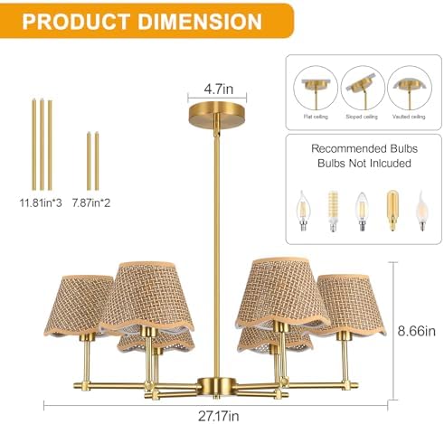 Gold Modern Farmhouse Rattan Chandelier