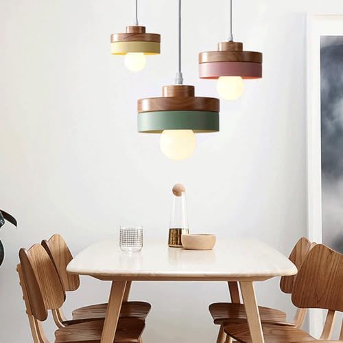 E27 Screw Single-Head Light,Iron Art Wood Art Creative Hanging