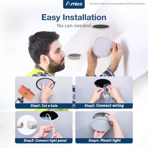 Amico 24 Pack 6 Inch Ultra-Thin LED Recessed Light