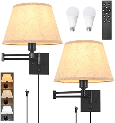 TRLIFE Wall Sconce Plug in, Remote Control Dimming 10-100% and