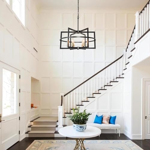 Modern Farmhouse Industrial Metal Pendant Light, Adjustable Height
