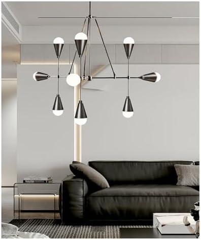 Modern Industrial Metal Chandelier, White & Black