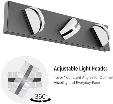 Rotatable 3-Light LED Bathroom Vanity Light, Black