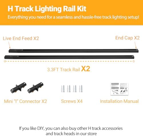 VANoopee 6.6FT H-Track Lighting Rails Kit, Black