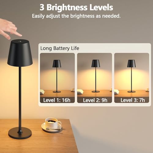 Cordless LED Table Lamp, Rechargeable, Black