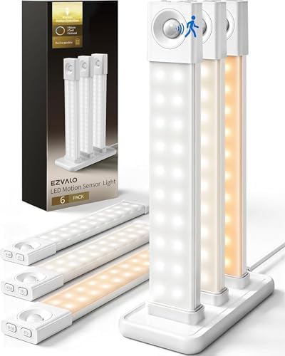 EZVALO 6-Pack Motion Sensor Under Cabinet Lighting with Charging