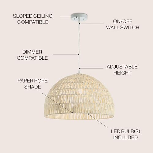 JONATHAN Y Campana 1-Light Cream Pendant Lamp