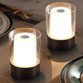 4" Black Cordless Table Lamps Set of 2, Rechargeable