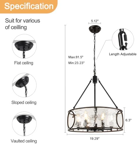 6-Light 19.5" Drum Chandelier