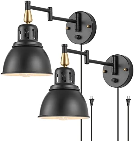 TRLIFE Dimmable Plug-in Swing Arm Wall Sconces, 2 Pack