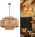 24 Inches 6-Light Farmhouse Rattan Chandelier