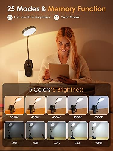 Mubarek Clip-on Lamp, 200LM Rechargeable Reading Light
