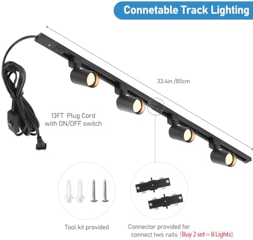 Plug-In 4-Light GU10 Track Lighting Kit, Black
