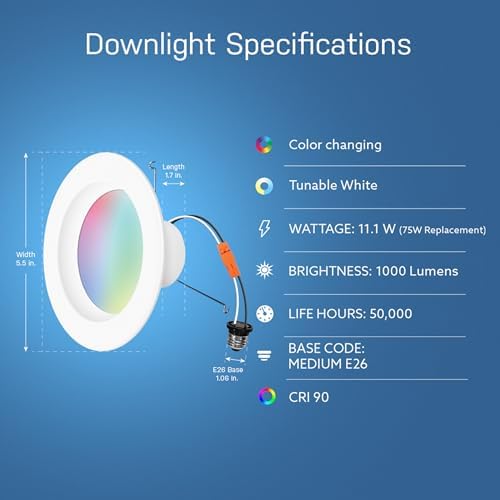 Feit Electric 5/6in Smart Recessed Downlights, 75W Eq