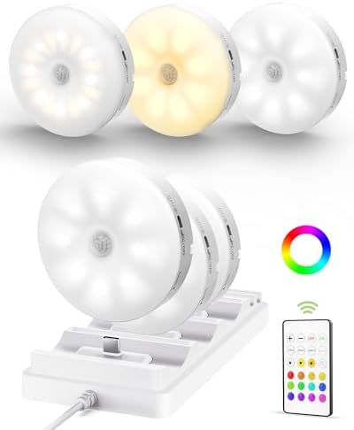 EZVALO RGB Puck Lights with Charging Station