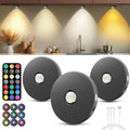 Wireless Puck Lights with Remote, Black, 3 Pack