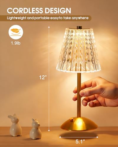 Cordless Touch Table Lamp, Rechargeable Small Desk Lamp