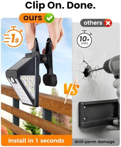 4 Pack Clip On Solar Lights Outdoor,Motion Sensor Outdoor Lights